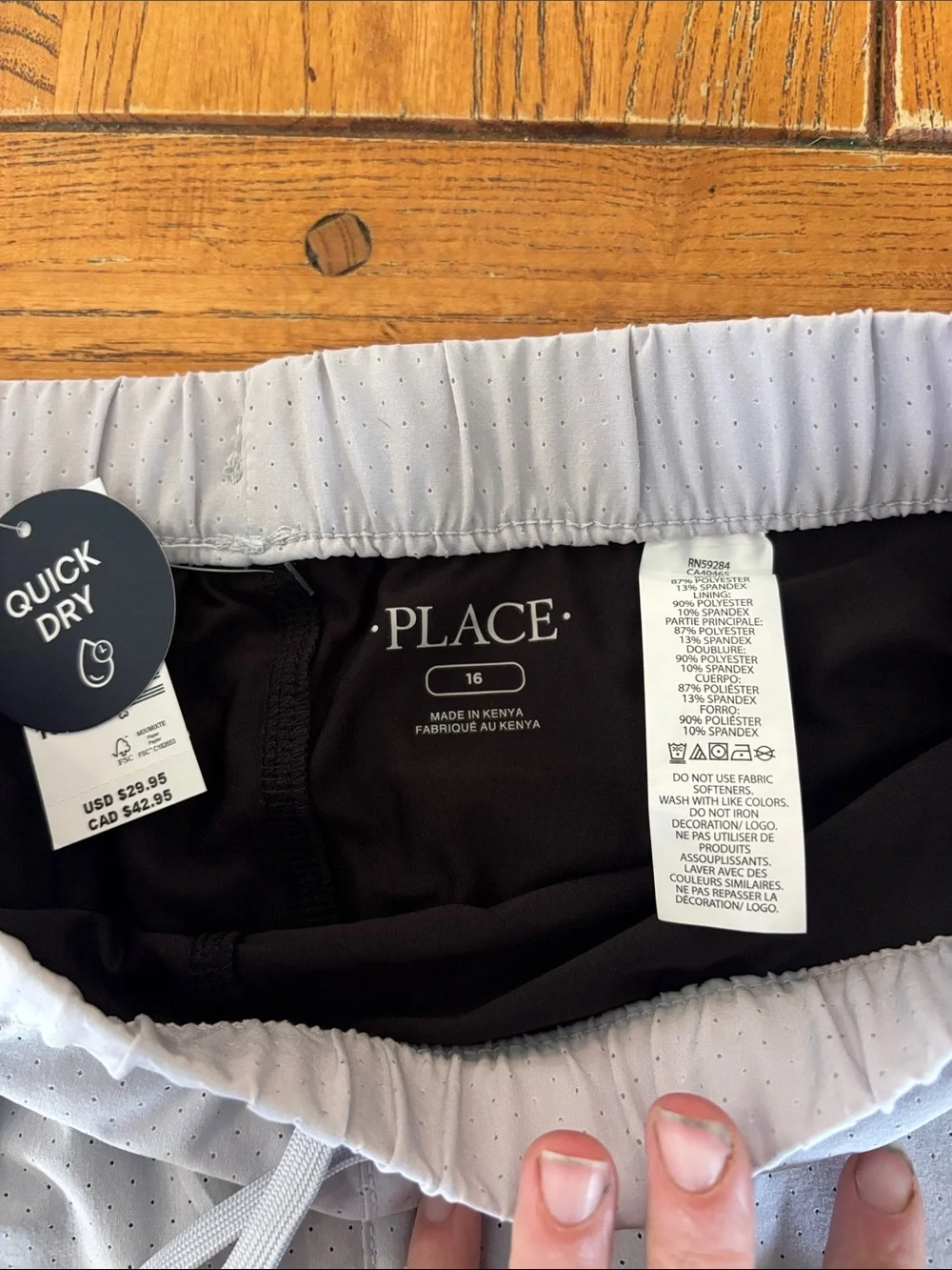 The Children's Place Light Gray Athletic Shorts with Black Inner Liner